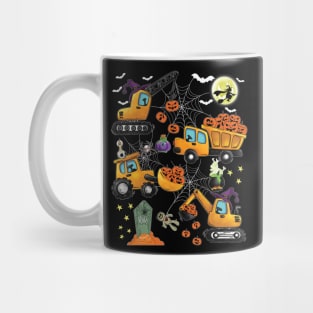 Halloween Construction Crane Truck Pumpkin Mug